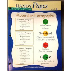 Pack (10) Handy Pages Step Up to Writing: Accordion Paragraphs, Level 1 (gr 7-9)